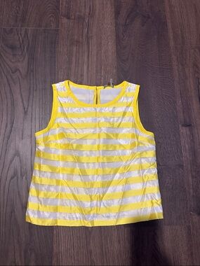 Vince Camuto Yellow and White Striped Sleeveless Tank